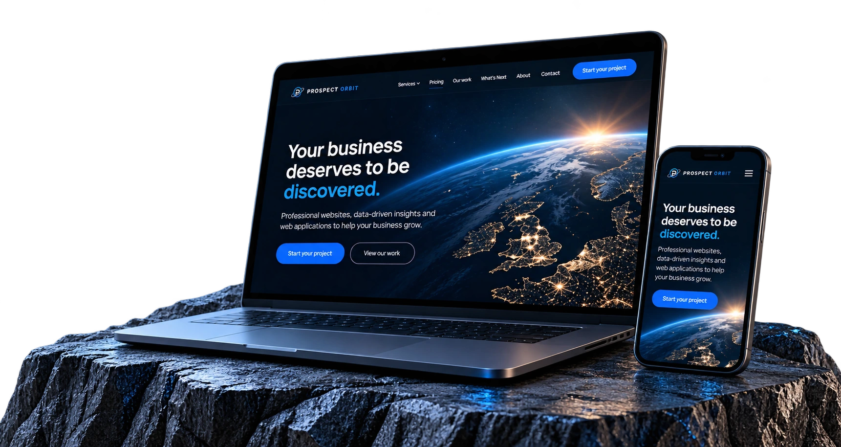 Prospect Orbit website shown on a laptop and mobile phone