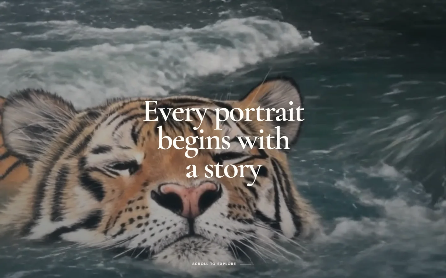 The redesigned Sarah Wellington Art homepage featuring a tiger portrait